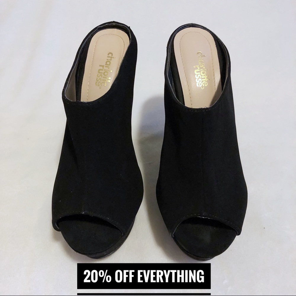 Charlotte Russe | Peep Toe Platform Wedge Mules